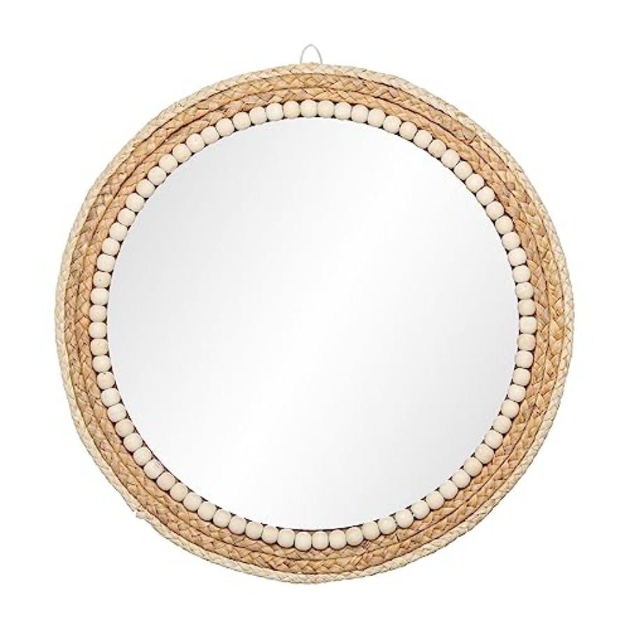 Rattan Mirror Round - Boho Round Hanging Wall Mirror Decorative
