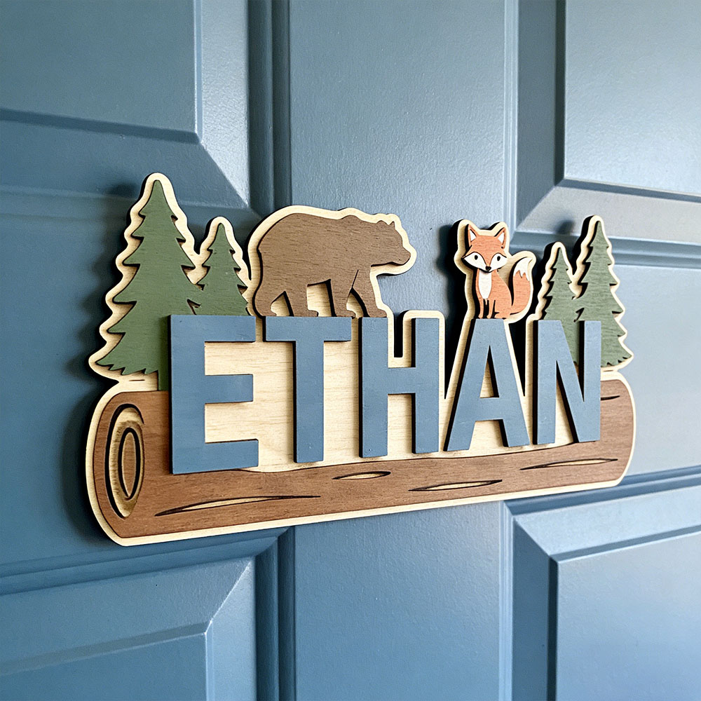 Interior Design Names - Woodland Forest Animal Personalized Name Wooden