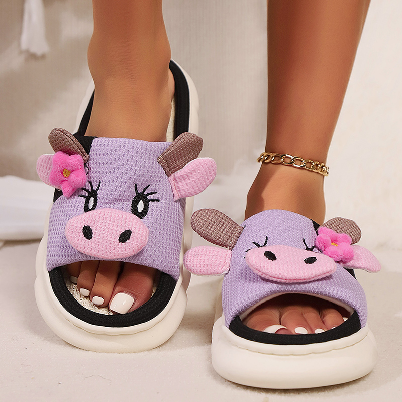 Linen Roller Blind - Lovely Milk Cow Indoor House Slippers