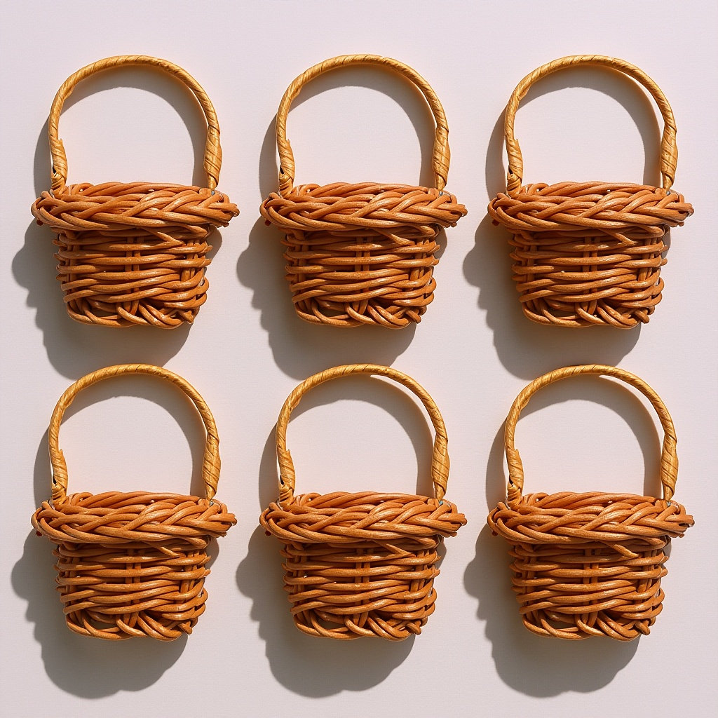 Woven Basket Set - 6Pcs Mini Woven Flower Basket Rustic