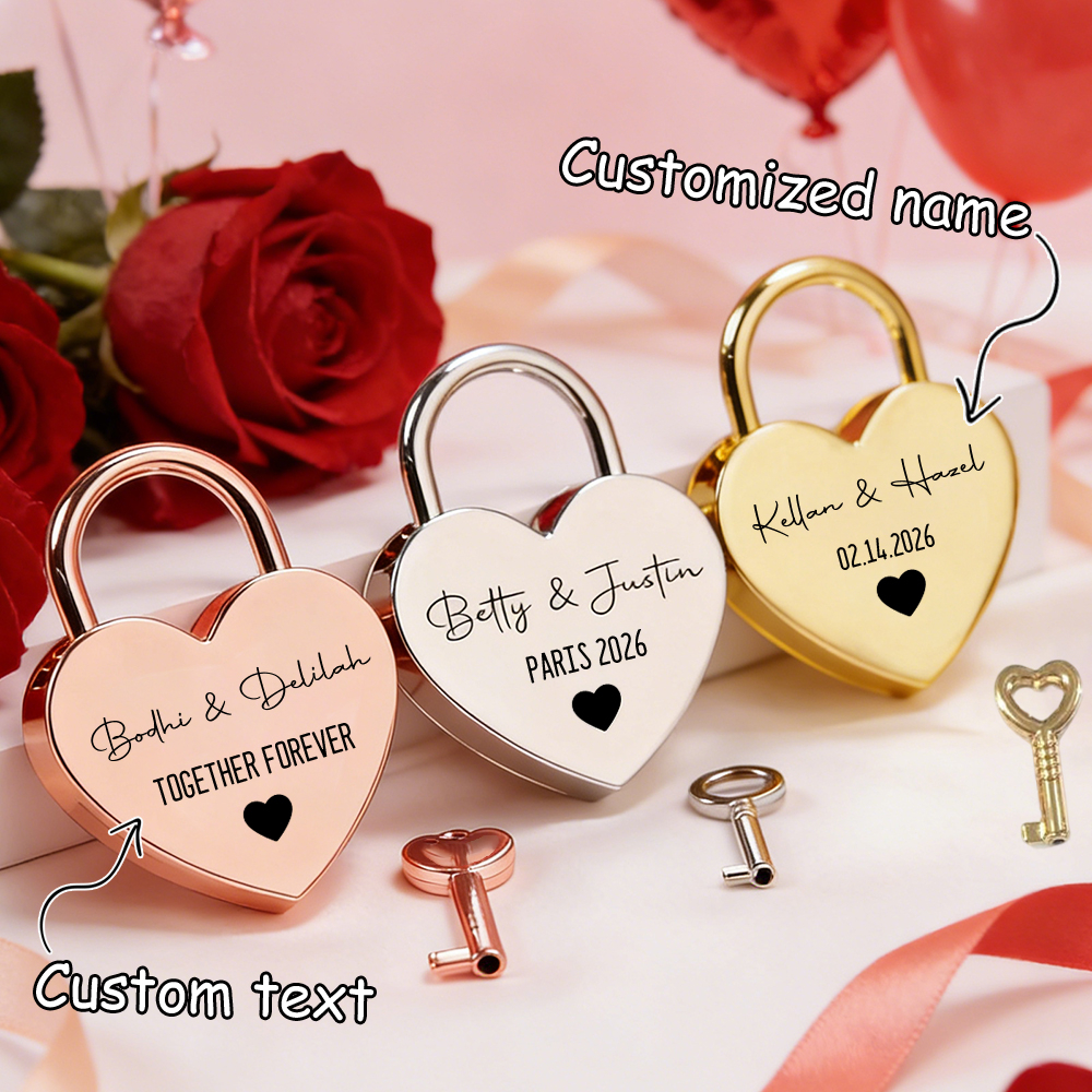 Interior Design Names - Custom Name Heart-Shaped Padlock Personalized Name