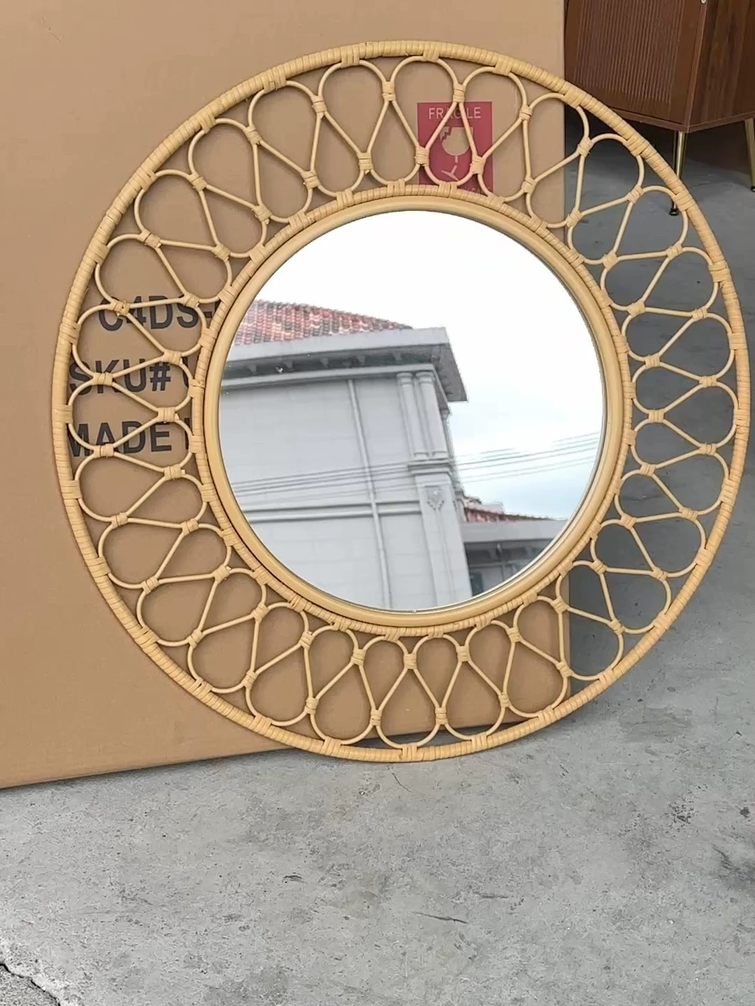 Round Rattan Wall Mirror, Natu - Rattan Mirror Round recensione e prezzo