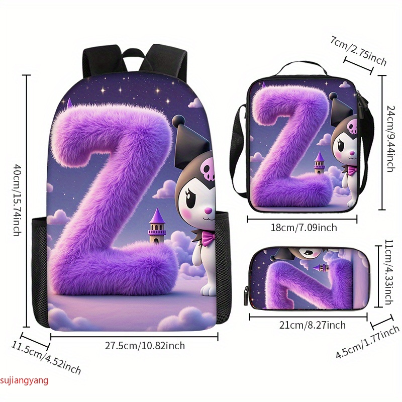 3pcs Kuromi Letter-Themed Back - Interior Design Its recensione e prezzo