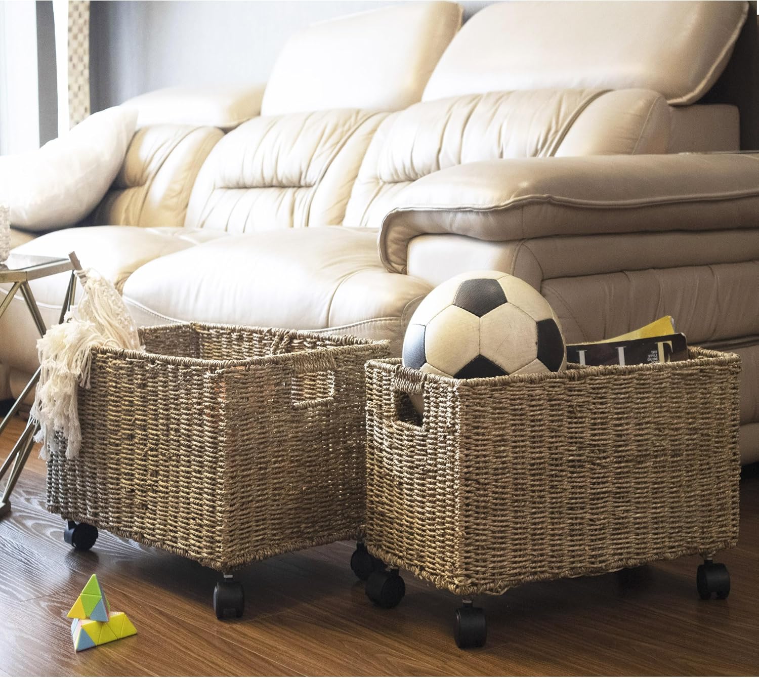 Natural Wicker Rolling Storage - Woven Basket Set recensione e prezzo