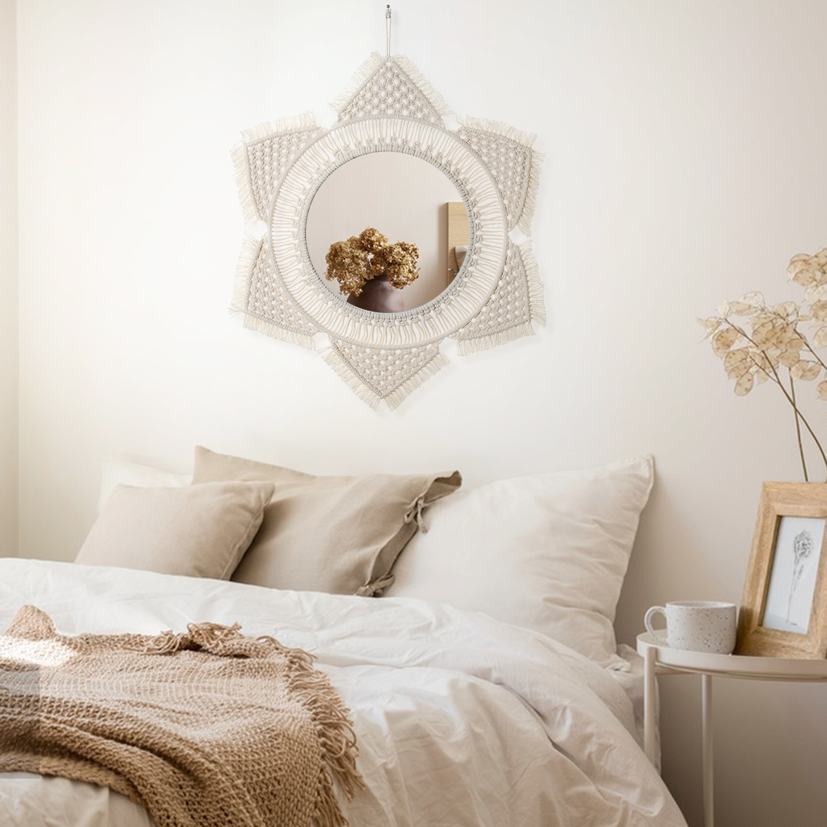 Boho Macrame Round Mirror Deco - Rattan Mirror Round recensione e prezzo