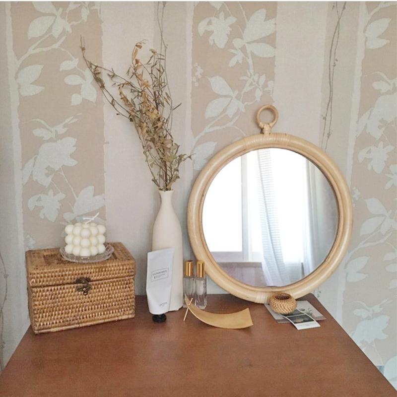‌Boho Rattan Wall Mirror Handw - Rattan Mirror Round recensione e prezzo