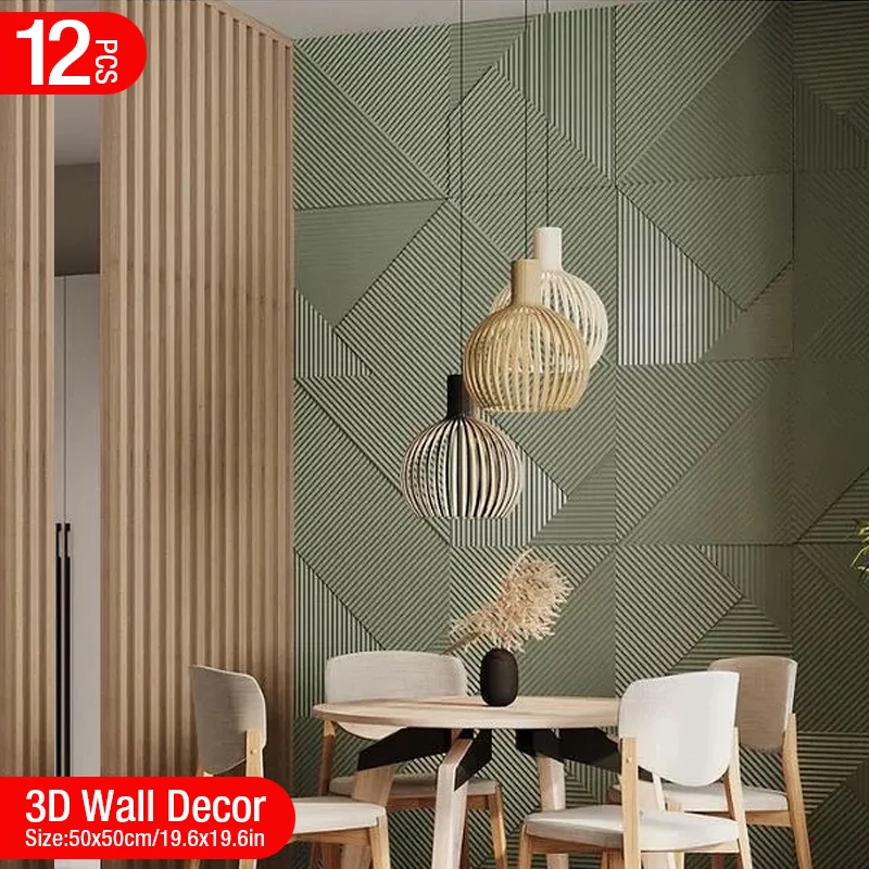 12pcs 50cm 3D wall decor Wood  - Wall Panel 3D Texture recensione e prezzo