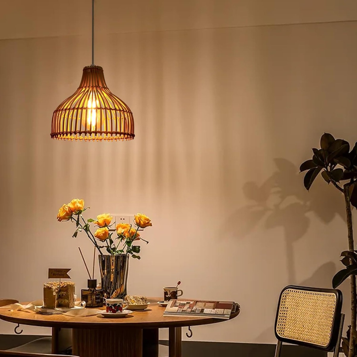 Rattan Woven Pendant Lamp Boho - Wicker Pendant Shade recensione e prezzo