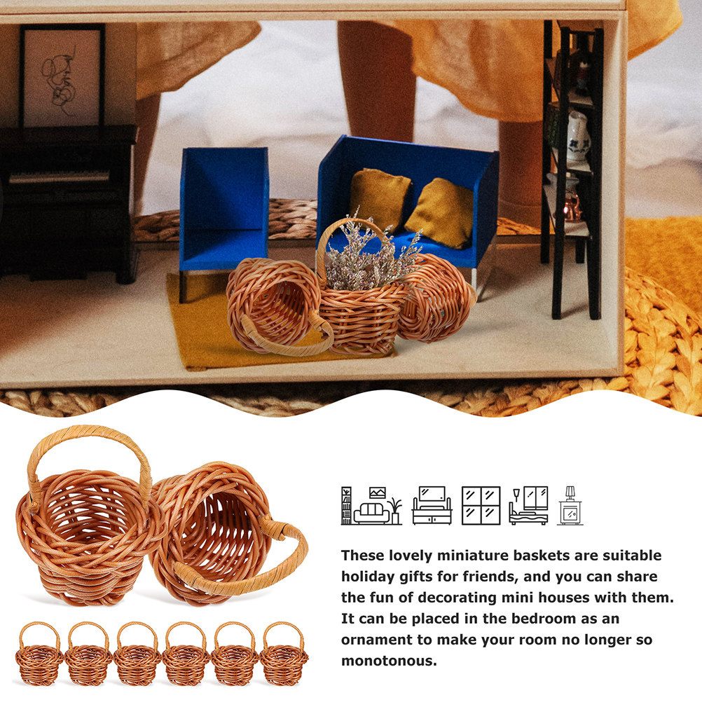 6Pcs Mini Woven Flower Basket  - Woven Basket Set recensione e prezzo