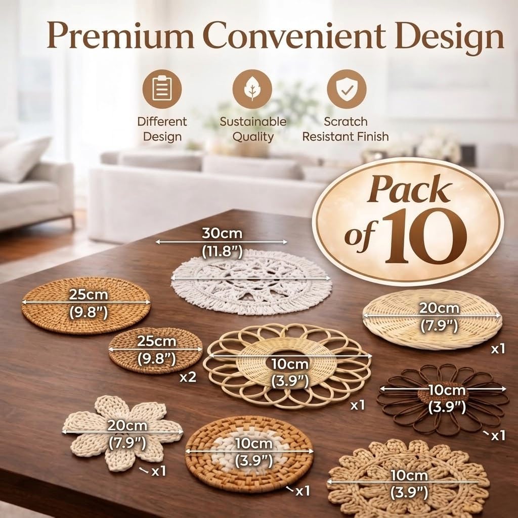 10-Piece Boho Wall Basket Set  - Woven Basket Set recensione e prezzo