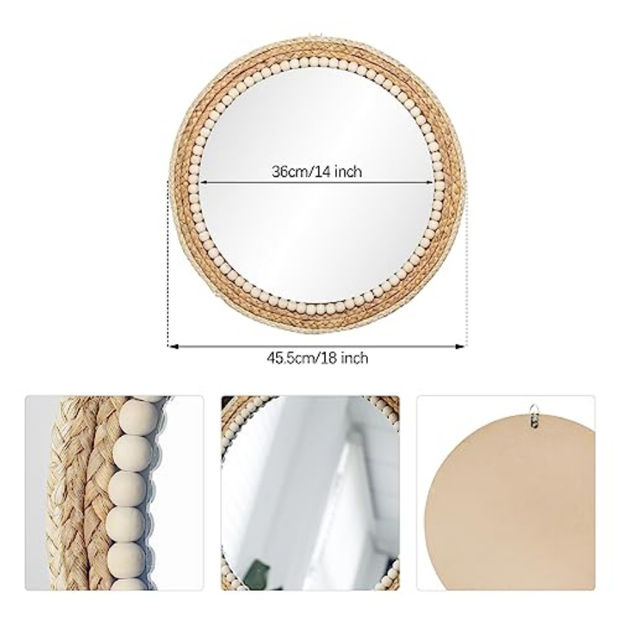Boho Round Hanging Wall Mirror - Rattan Mirror Round recensione e prezzo