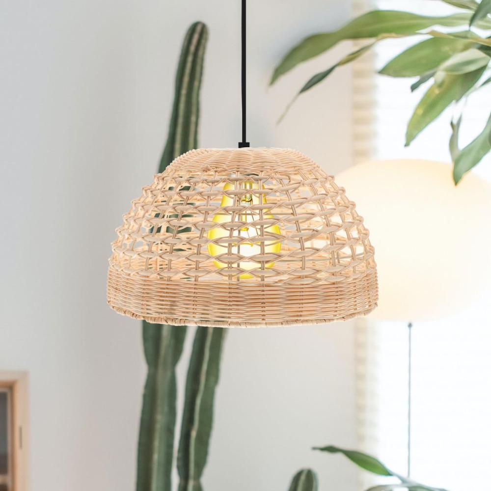 Rattan Pendant Lamp Woven Cage - Wicker Pendant Shade recensione e prezzo