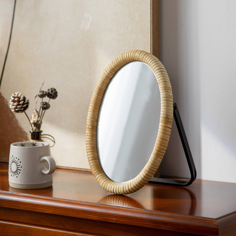Rattan table bracket makeup ta - Rattan Mirror Round recensione e prezzo