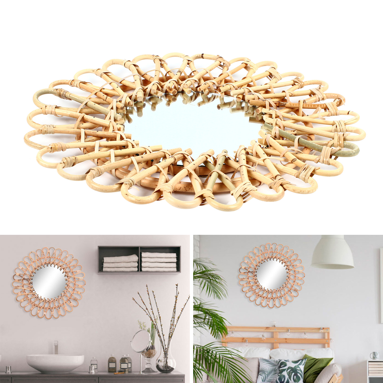 Rattan Wall-Mounted Mirrors,Cr - Rattan Mirror Round recensione e prezzo
