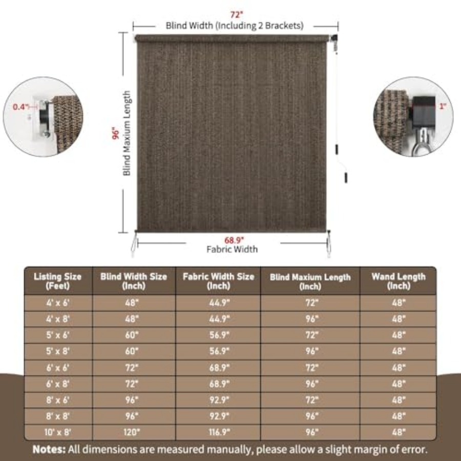 Outdoor Roller Shade 6' W x 8' - Linen Roller Blind recensione e prezzo