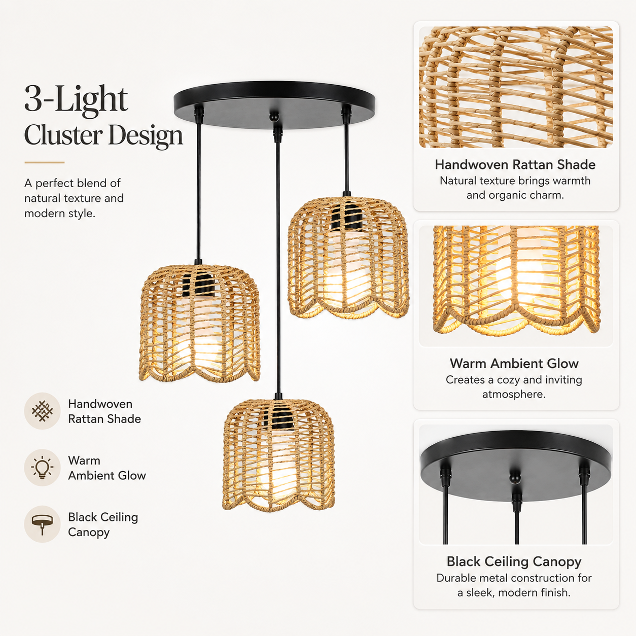 JOYINLED Farmhouse Hand Woven  - Wicker Pendant Shade recensione e prezzo