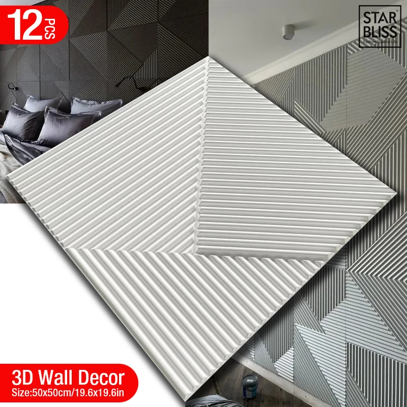 12pcs 50cm 3D wall decor Wood  - Wall Panel 3D Texture recensione e prezzo