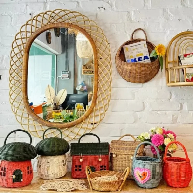 Modern round rattan wall mirro - Rattan Mirror Round recensione e prezzo