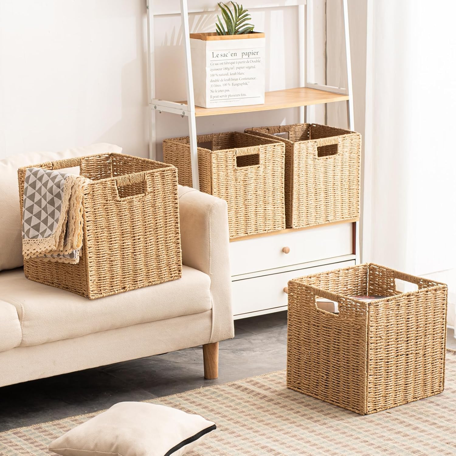 Foldable Storage Baskets with  - Woven Basket Set recensione e prezzo